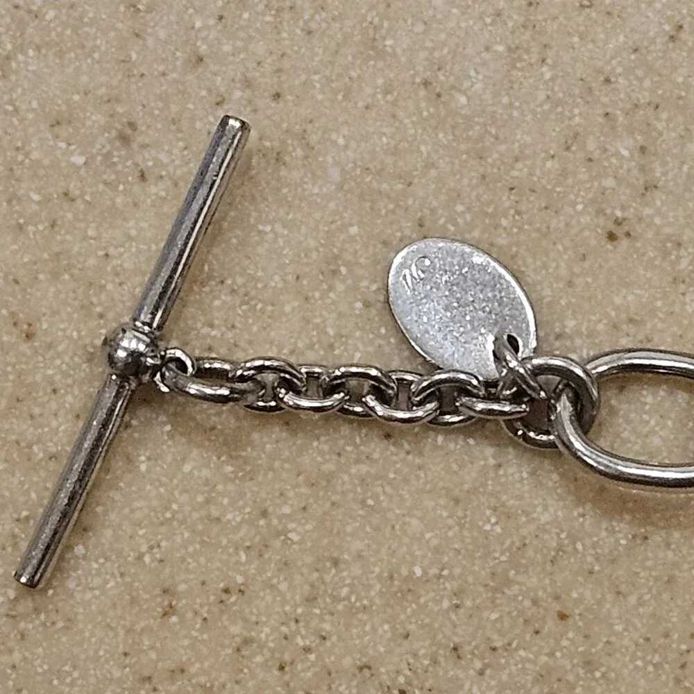 RARE VINTAGE MONICA RICH KOSANN SILVER CHARM ROLO TOGGLE FILIGREE BRACELET